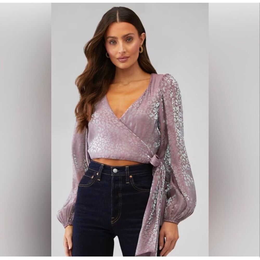 Show Me Your MuMu Joplin Iridescent Wrap Blouse Top